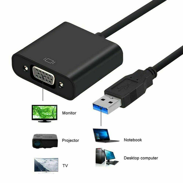 USB 3.0 to VGA Converter Adapter Multi-Display External Video Graphic Card - Battery Mate