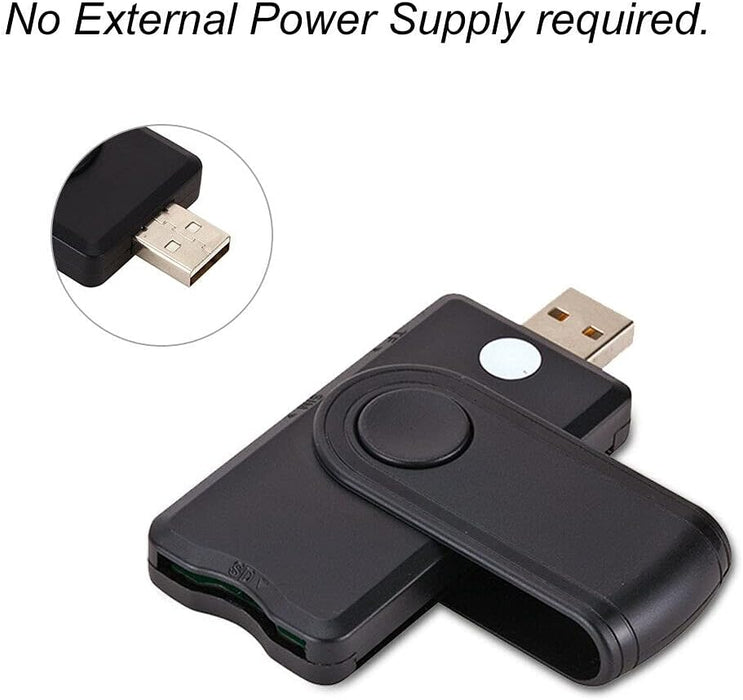 USB Smart Card Reader SD/TF/CAC/DOD/HC/MMC Micro SD Memory ID Bank Sim Card Adapter - Battery Mate