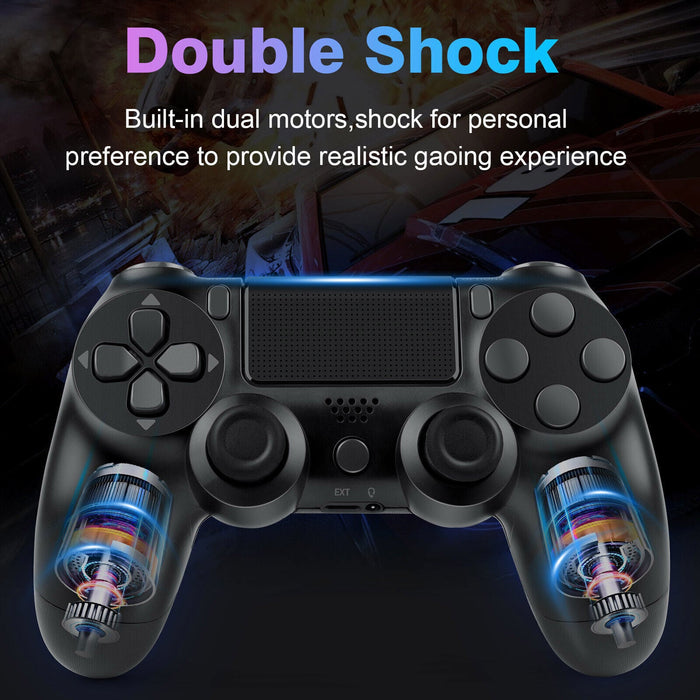 Wireless Bluetooth Controller Compatible Playstation 4 PS4 Controller Gamepad - Black - Battery Mate