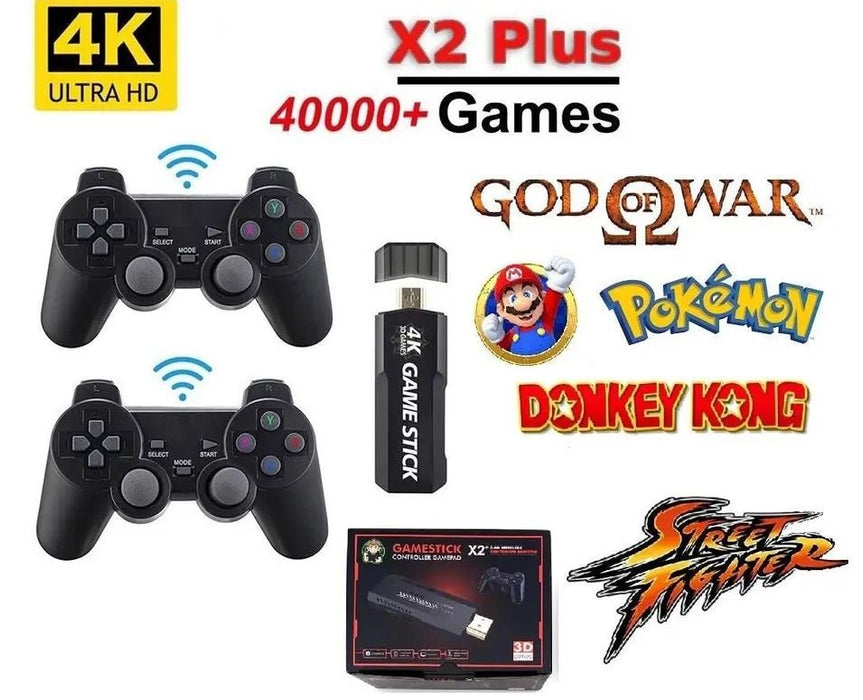 Video Game Stick 4K Console Double Wireless Controller (128G-40000+ Games)  
